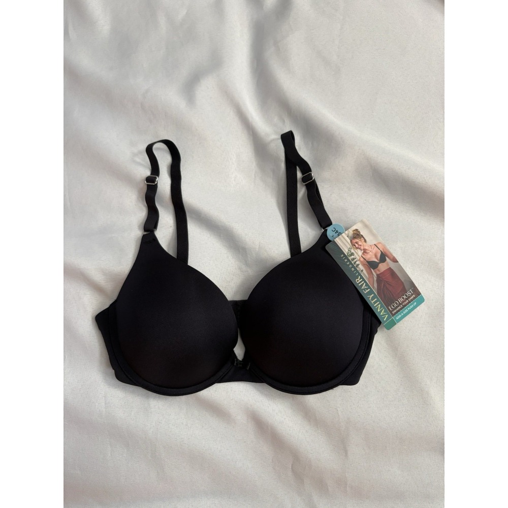 NEW Vanity Fair Ego BOOST Black Push Up Bra Womens 34C Underwire Padded 2131101
